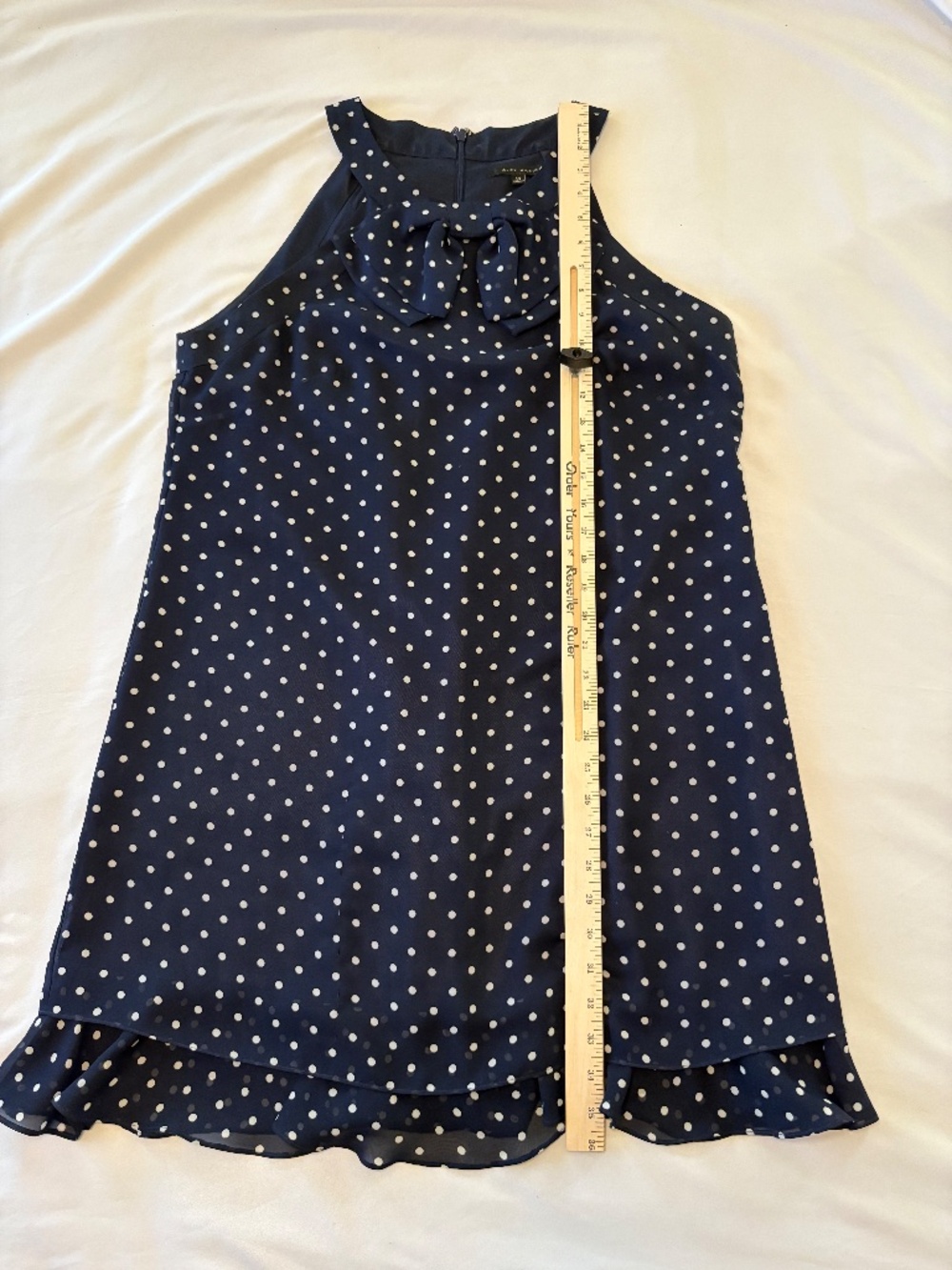 Alex Marie Navy and White Polka Dot‎ Halter Dress Size 14 - Picture 4 of 8